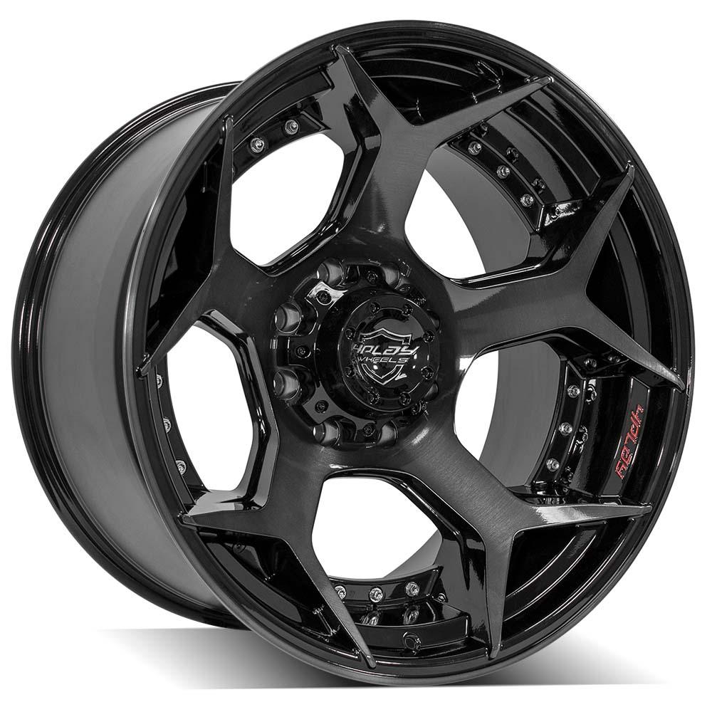 22x12 4PLAY 4P50 Gloss Black w/ Brushed Face & Tinted Clear Wheel 8x170 (-44mm)