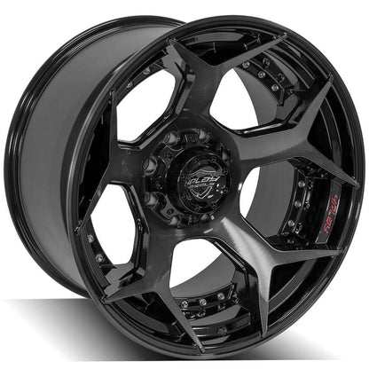 22x12 4PLAY 4P50 Gloss Black w/ Brushed Face & Tinted Clear Wheel 8x170 (-44mm)