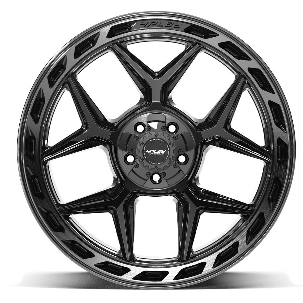 22x12 4PLAY 4P55 Gloss Black Brushed Face Wheel 5x5/5x5.5 (-44mm)