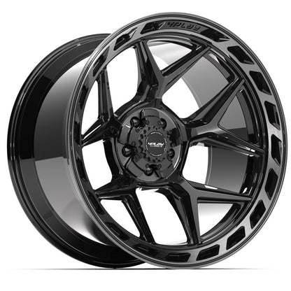22x12 4PLAY 4P55 Gloss Black Brushed Face Wheel 5x5/5x5.5 (-44mm)
