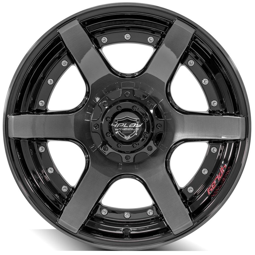 20x10 4PLAY 4P60 Gloss Black Brushed Face Wheel 6x135/6x5.5 (-18mm)