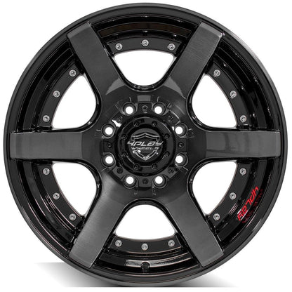 20x10 4PLAY 4P60 Gloss Black w/ Brushed Face & Tinted Clear Wheel 8x6.5 (-24mm)