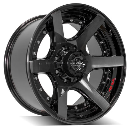 20x10 4PLAY 4P60 Gloss Black w/ Brushed Face & Tinted Clear Wheel 8x6.5 (-24mm)