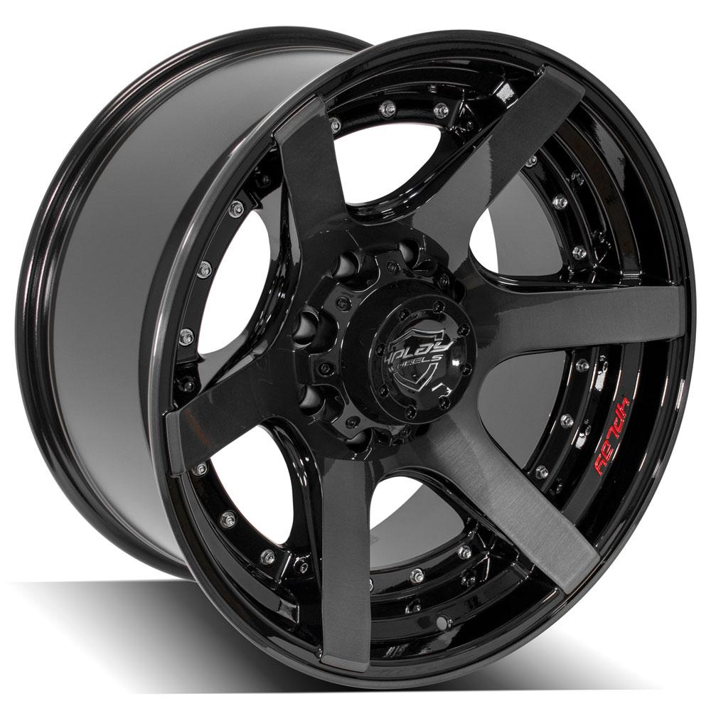 20x10 4PLAY 4P60 Gloss Black w/ Brushed Face & Tinted Clear Wheel 8x6.5 (-24mm)