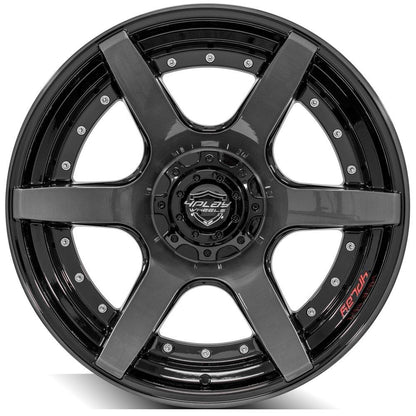 22x10 4PLAY 4P60 Gloss Black Brushed Face Wheel 5x5/5x5.5 (-24mm)