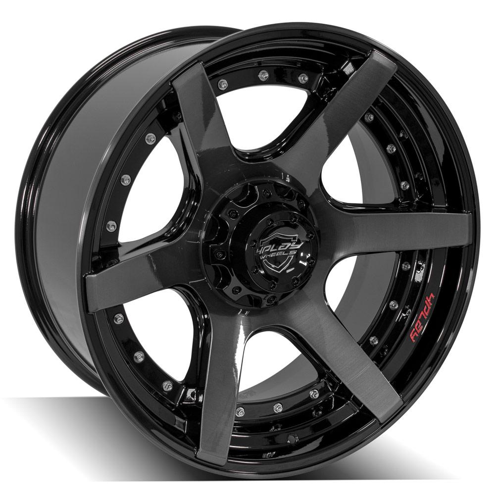 22x10 4PLAY 4P60 Gloss Black Brushed Face Wheel 5x5/5x5.5 (-24mm)