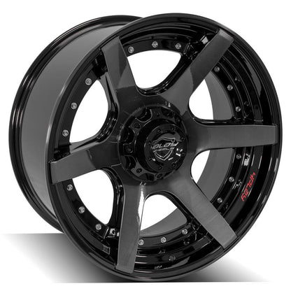 22x10 4PLAY 4P60 Gloss Black Brushed Face Wheel 6x135/6x5.5 (-18mm)