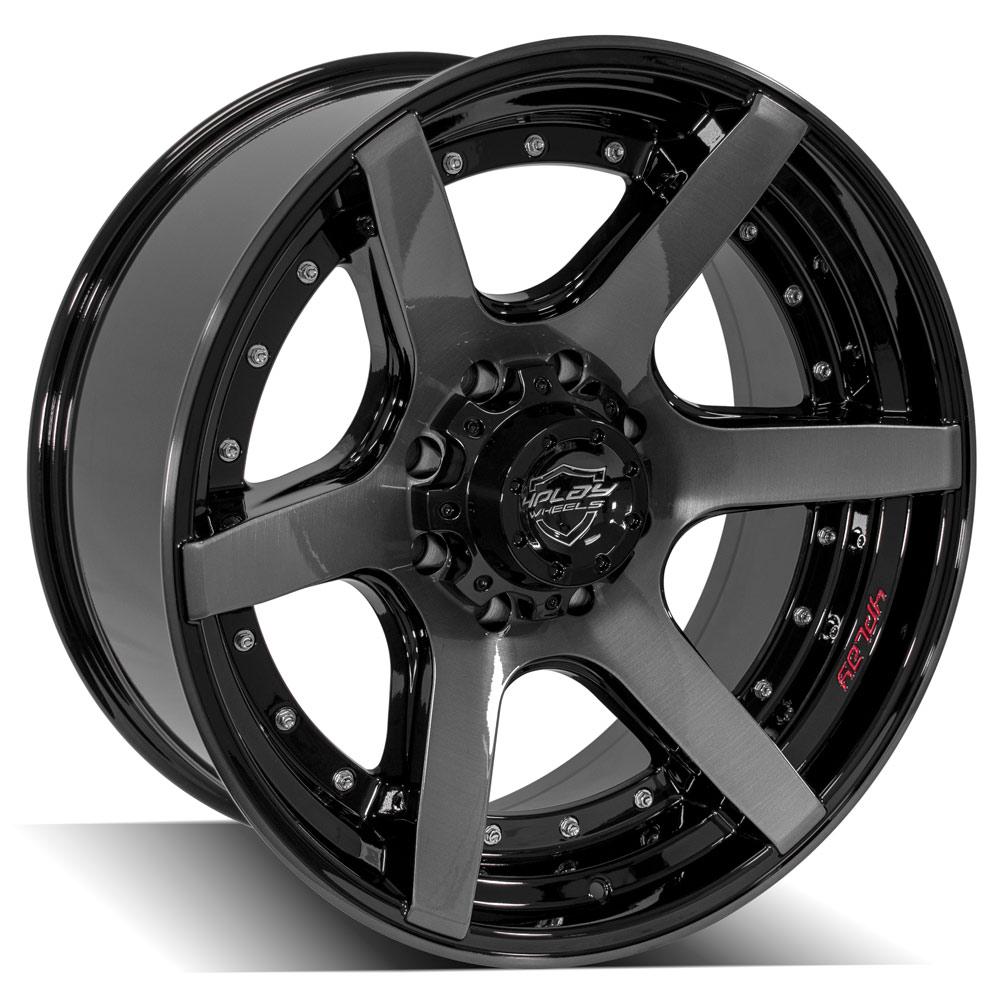 22x10 4PLAY 4P60 Gloss Black w/ Brushed Face & Tinted Clear Wheel 8x170 (-24mm)