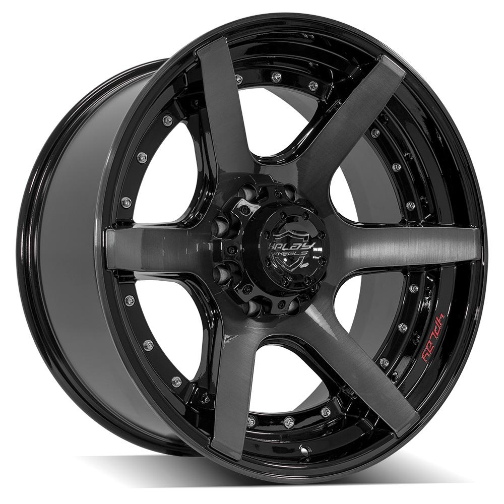 22x10 4PLAY 4P60 Gloss Black w/ Brushed Face & Tinted Clear Wheel 8x6.5 (-24mm)