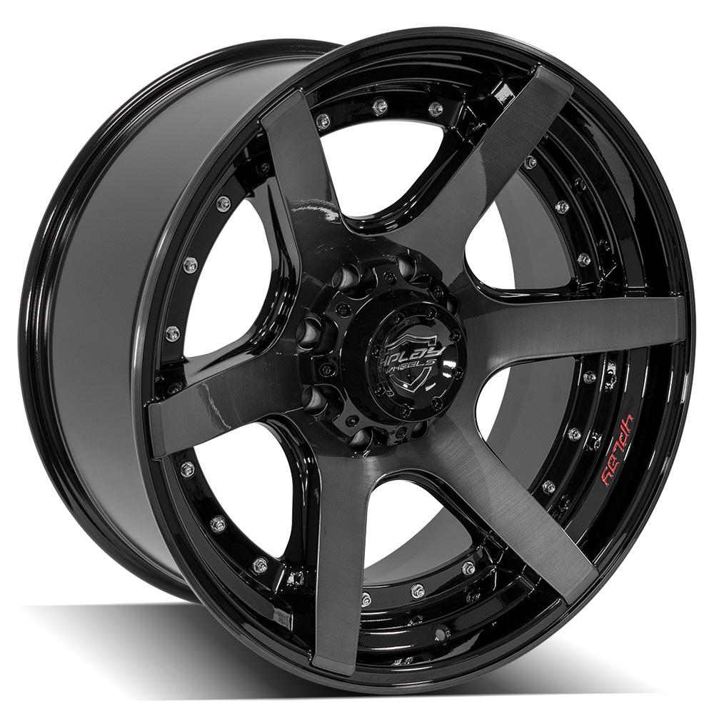 22x10 4PLAY 4P60 Gloss Black w/ Brushed Face & Tinted Clear Wheel 8x6.5 (-24mm)