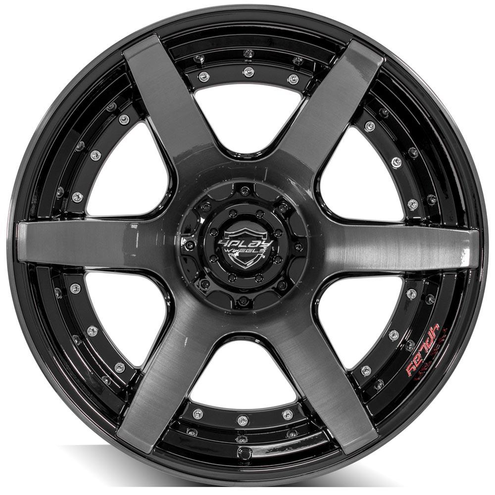 22x12 4PLAY 4P60 Gloss Black Brushed Face Wheel 5x5/5x5.5 (-44mm)