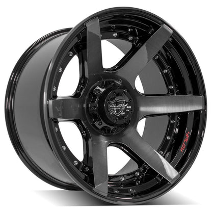 22x12 4PLAY 4P60 Gloss Black Brushed Face Wheel 5x5/5x5.5 (-44mm)