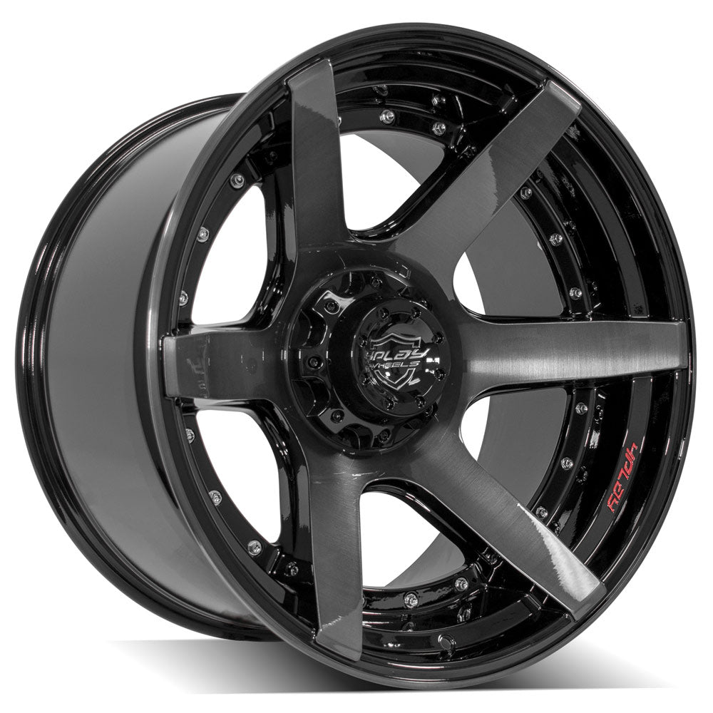 22x12 4PLAY 4P60 Gloss Black Brushed Face Wheel 6x135/6x5.5 (-44mm)