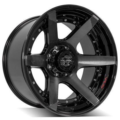 22x12 4PLAY 4P60 Gloss Black w/ Brushed Face & Tinted Clear Wheel 8x6.5 (-44mm)