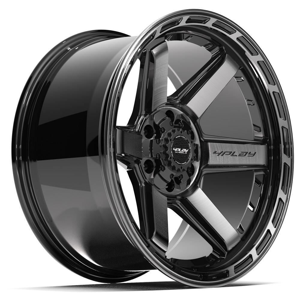 20x10 4PLAY 4P63 Gloss Black Brushed Face Wheel 6x135/6x5.5 (-18mm)