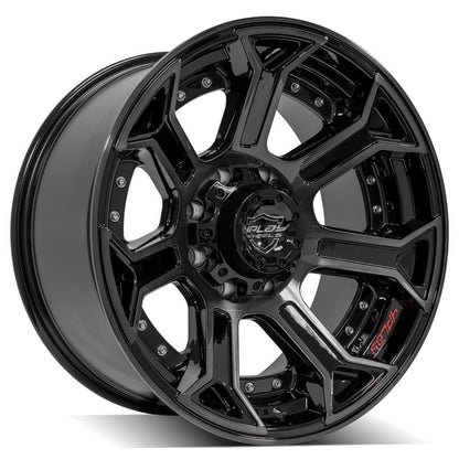 20x10 4PLAY 4P70 Gloss Black w/ Brushed Face & Tinted Clear Wheel 8x6.5 (-24mm)