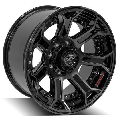 20x10 4PLAY 4P70 Gloss Black w/ Brushed Face & Tinted Clear Wheel 8x6.5 (-24mm)