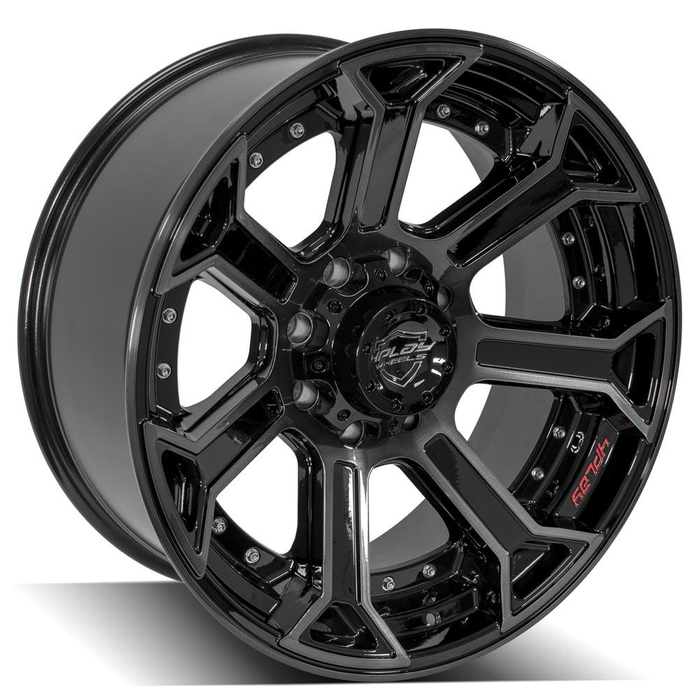 22x10 4PLAY 4P70 Gloss Black w/ Brushed Face & Tinted Clear Wheel 8x170 (-24mm)