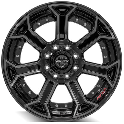 22x10 4PLAY 4P70 Gloss Black w/ Brushed Face & Tinted Clear Wheel 8x6.5 (-24mm)