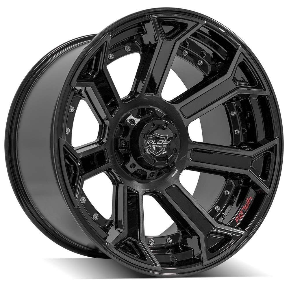 22x12 4PLAY 4P70 Gloss Black Brushed Face Wheel 5x5/5x5.5 (-44mm)