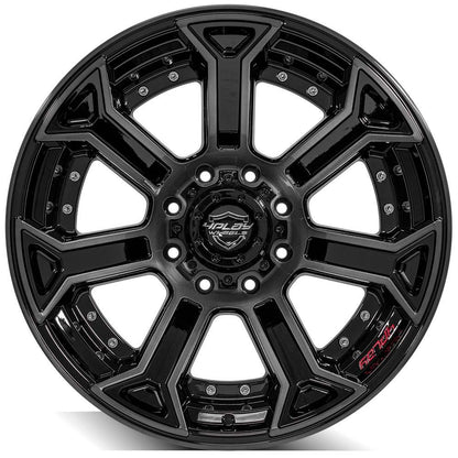 22x12 4PLAY 4P70 Gloss Black w/ Brushed Face & Tinted Clear Wheel 8x180 (-44mm)