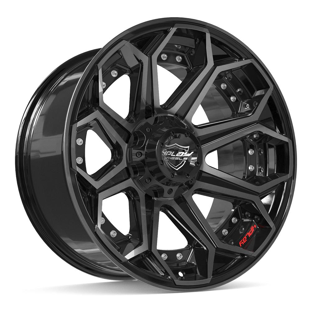 20x10 4PLAY 4P80R Gloss Black Brushed Face Wheel 6x135/6x5.5 (-18mm)