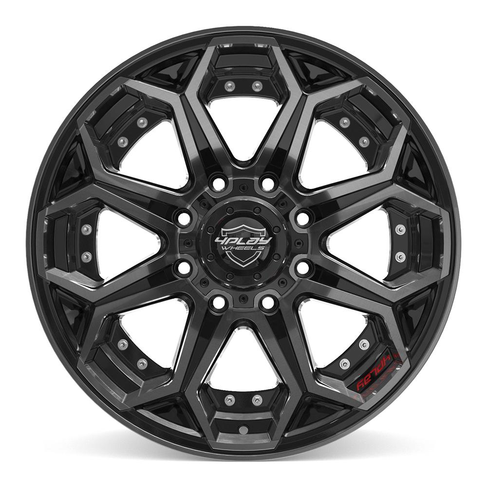 20x10 4PLAY 4P80R Gloss Black w/ Brushed Face & Tinted Clear Wheel 8x170 (-24mm)