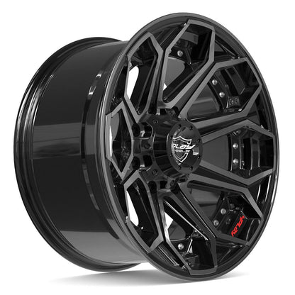 20x10 4PLAY 4P80R Gloss Black w/ Brushed Face & Tinted Clear Wheel 8x170 (-24mm)