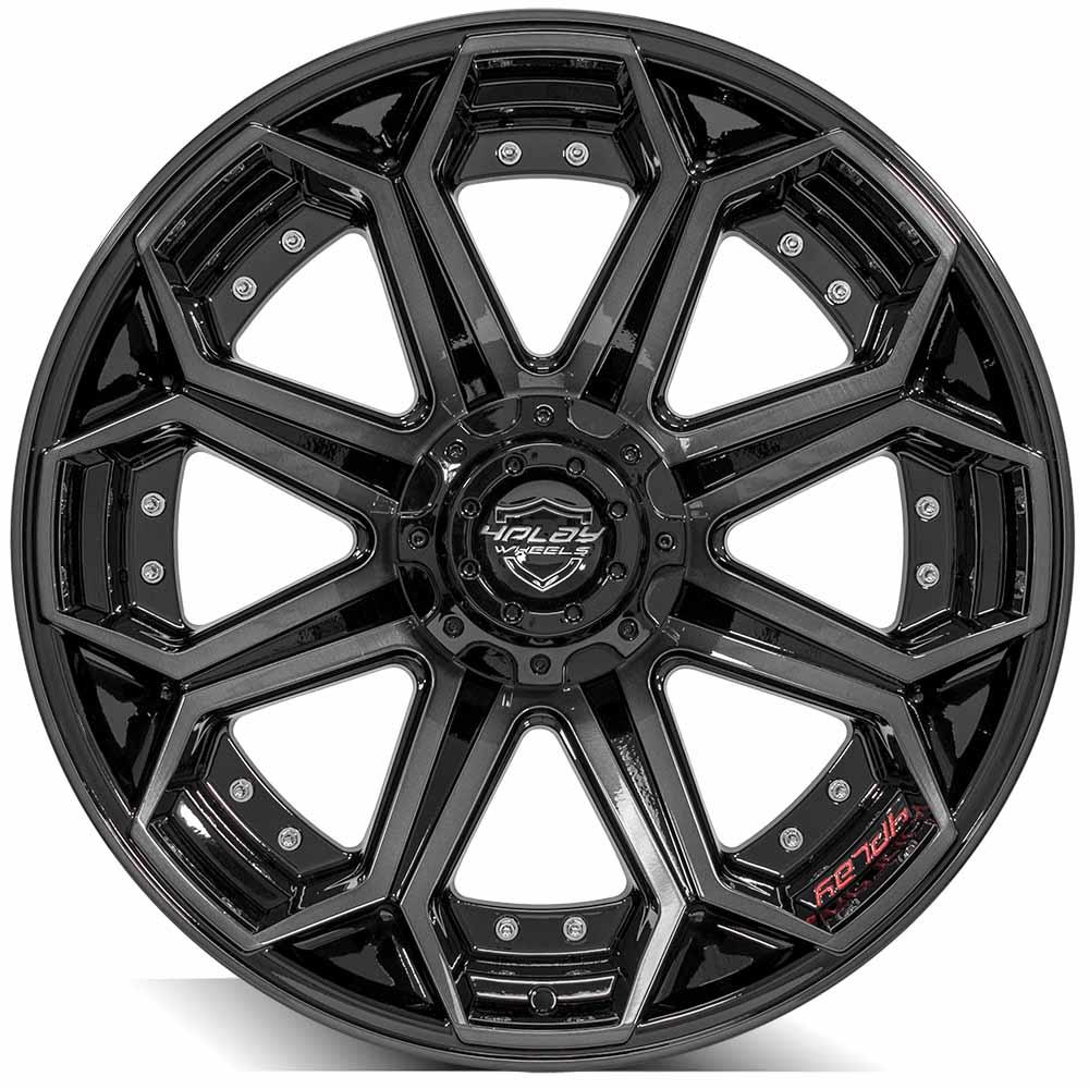 22x10 4PLAY 4P80R Gloss Black Brushed Face Wheel 5x5/5x5.5 (-24mm)