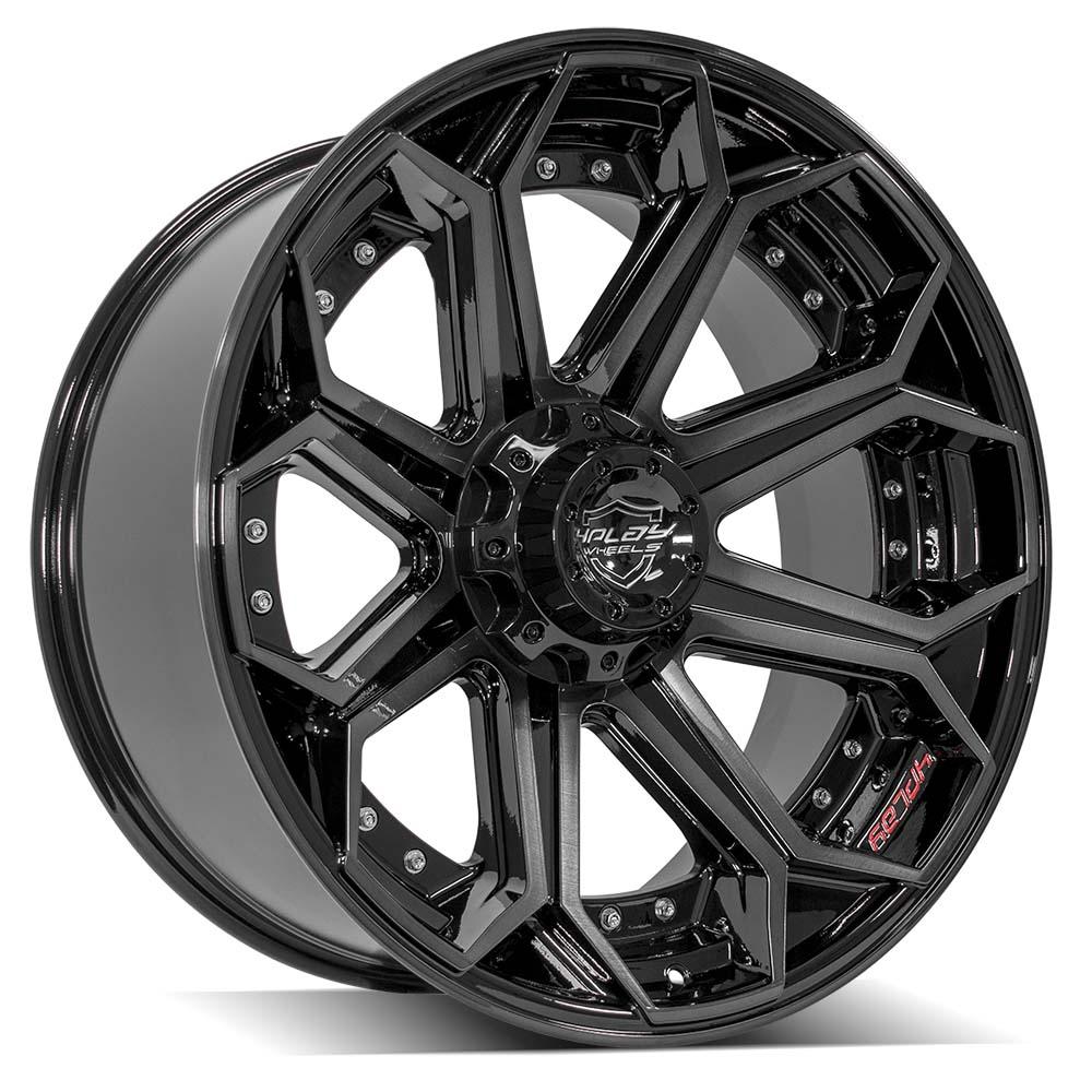 22x10 4PLAY 4P80R Gloss Black Brushed Face Wheel 5x5/5x5.5 (-24mm)