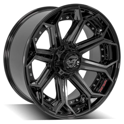 22x10 4PLAY 4P80R Gloss Black Brushed Face Wheel 5x5/5x5.5 (-24mm)