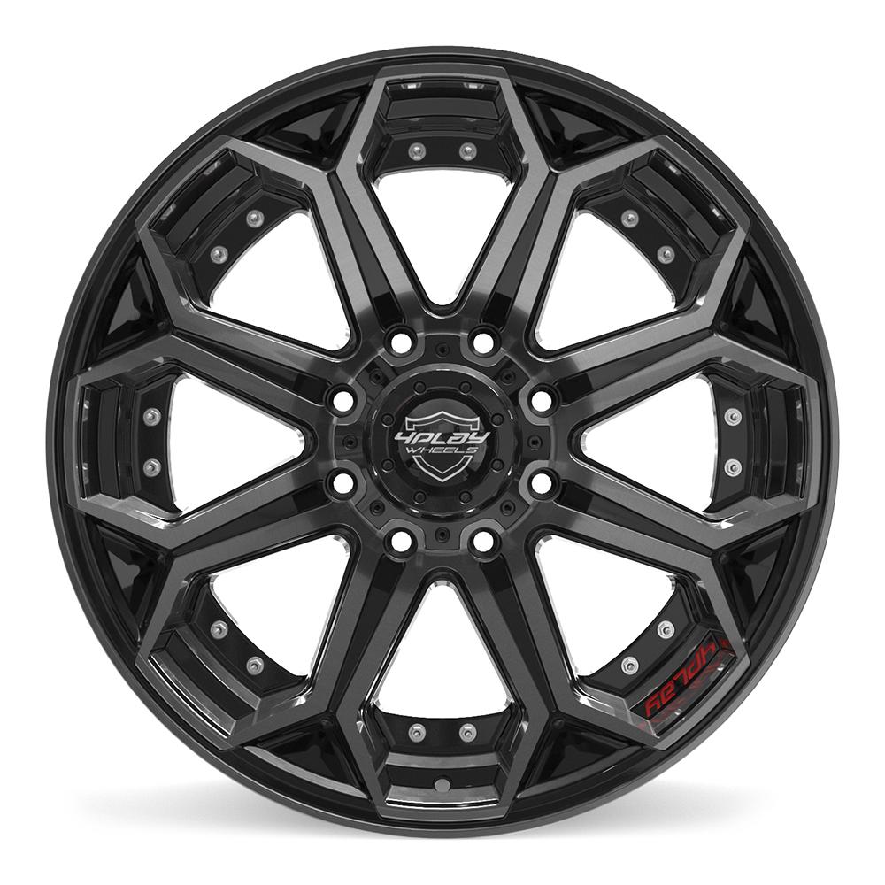 22x10 4PLAY 4P80R Gloss Black w/ Brushed Face & Tinted Clear Wheel 8x170 (-24mm)