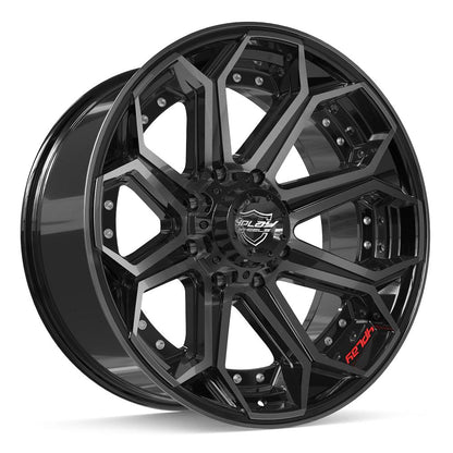 22x10 4PLAY 4P80R Gloss Black w/ Brushed Face & Tinted Clear Wheel 8x180 (-24mm)