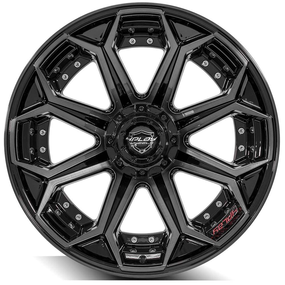 22x12 4PLAY 4P80R Gloss Black Brushed Face Wheel 5x5/5x5.5 (-44mm)