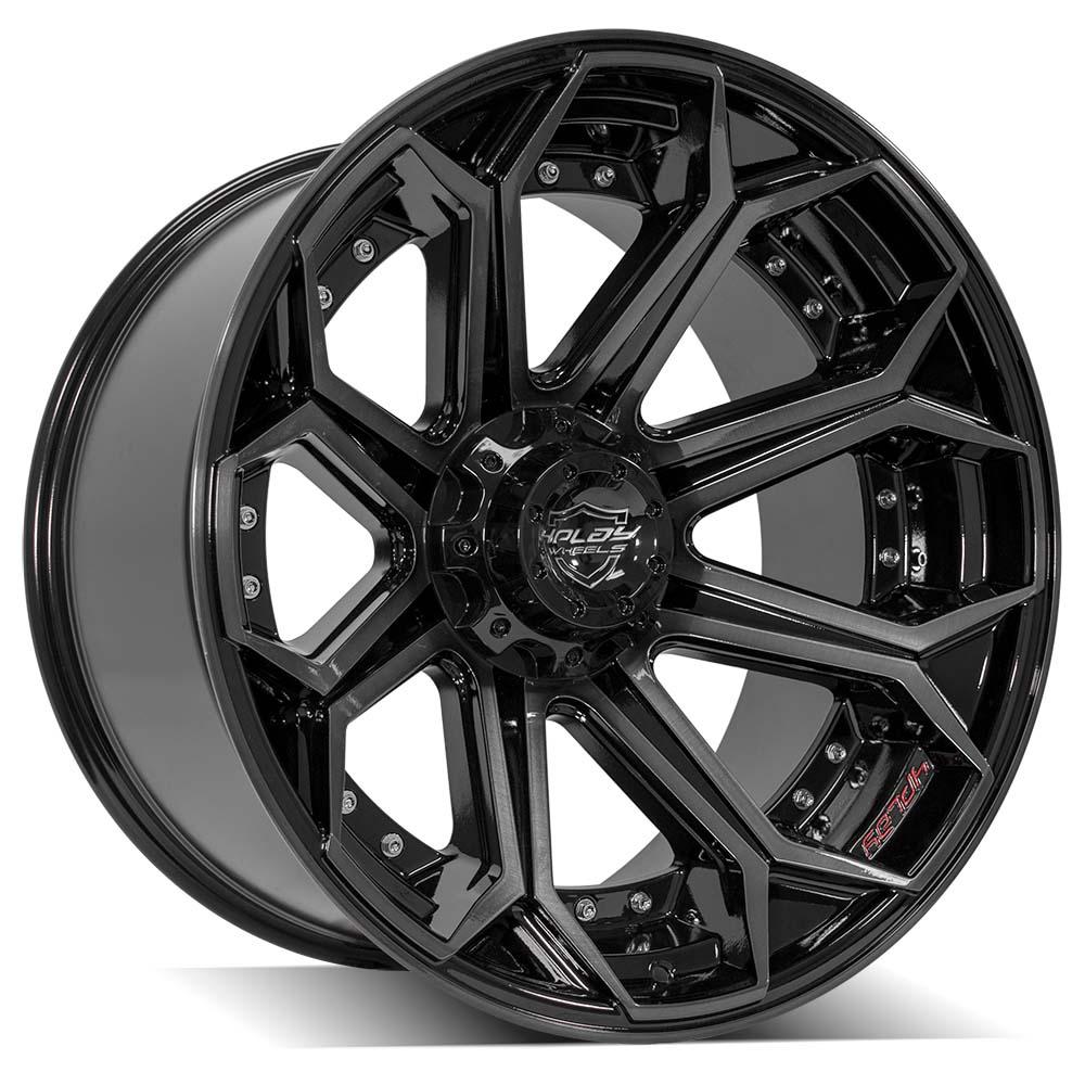 22x12 4PLAY 4P80R Gloss Black Brushed Face Wheel 5x5/5x5.5 (-44mm)