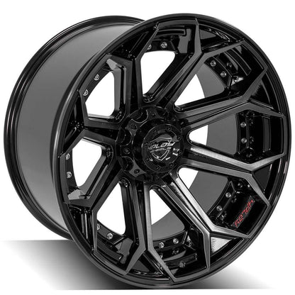 22x12 4PLAY 4P80R Gloss Black Brushed Face Wheel 5x5/5x5.5 (-44mm)
