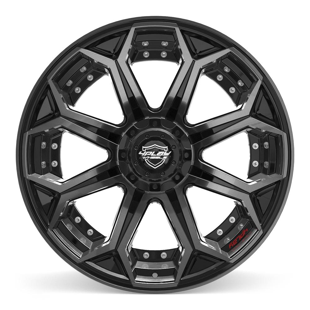 22x12 4PLAY 4P80R Gloss Black Brushed Face Wheel 6x135/6x5.5 (-44mm)