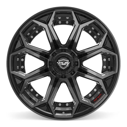 22x12 4PLAY 4P80R Gloss Black Brushed Face Wheel 6x135/6x5.5 (-44mm)