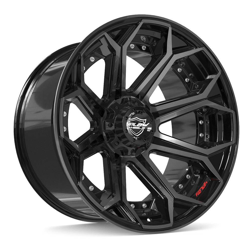 22x12 4PLAY 4P80R Gloss Black Brushed Face Wheel 6x135/6x5.5 (-44mm)