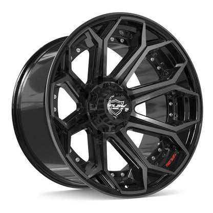 22x12 4PLAY 4P80R Gloss Black Brushed Face Wheel 6x135/6x5.5 (-44mm)