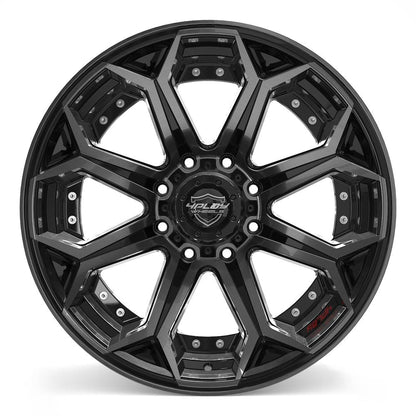 22x12 4PLAY 4P80R Gloss Black w/ Brushed Face & Tinted Clear Wheel 8x170 (-44mm)