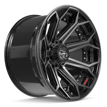 22x12 4PLAY 4P80R Gloss Black w/ Brushed Face & Tinted Clear Wheel 8x180 (-44mm)