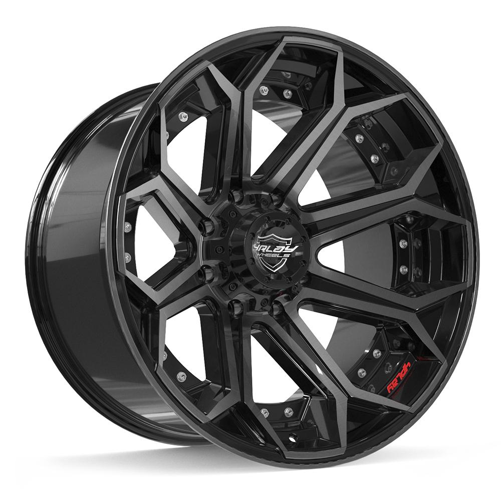 22x12 4PLAY 4P80R Gloss Black w/ Brushed Face & Tinted Clear Wheel 8x6.5 (-44mm)