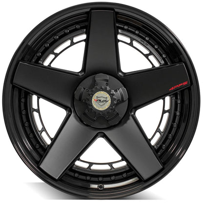 22x10 4PLAY 4PF5 Matte Black Center Gloss Black Barrel Wheel 5x5/5x5.5 (-18mm)