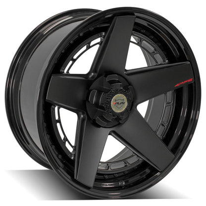 22x10 4PLAY 4PF5 Matte Black Center Gloss Black Barrel Wheel 5x5/5x5.5 (-18mm)