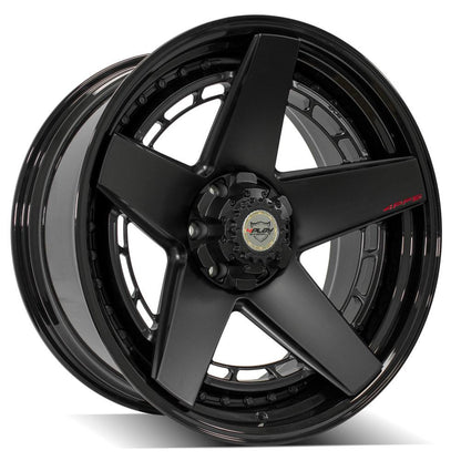 22x10 4PLAY 4PF5 Matte Black Center Gloss Black Barrel Wheel 6x135/6x5.5 (-18mm)