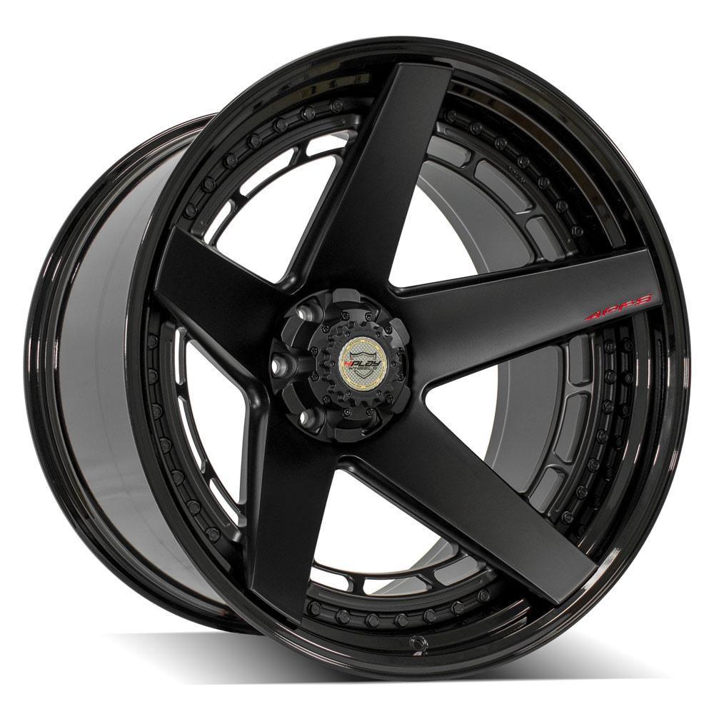 24x14 4PLAY 4PF5 Matte Black Center Gloss Black Barrel Wheel 6x135/6x5.5 (-76mm)