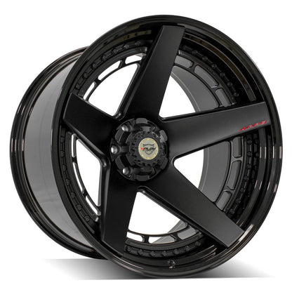 24x14 4PLAY 4PF5 Matte Black Center Gloss Black Barrel Wheel 6x135/6x5.5 (-76mm)