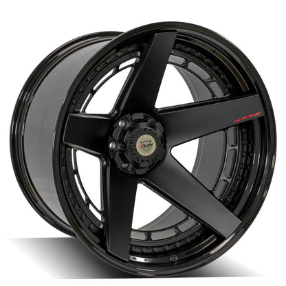 24x14 4PLAY 4PF5 Matte Black Center Gloss Black Barrel Wheel 6x135/6x5.5 (-76mm)