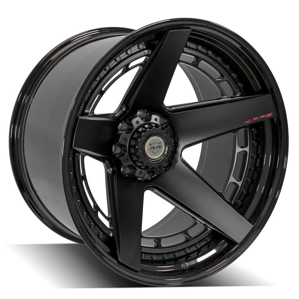 24x14 4PLAY 4PF5 Matte Black Center w/ Gloss Black Barrel Wheel 8x170 (-76mm)